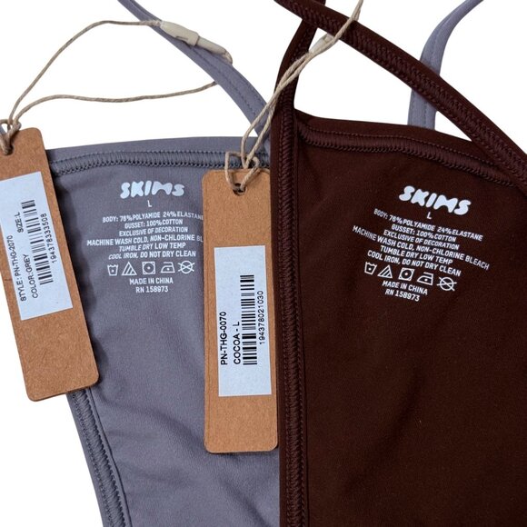 SKIMS Fits Everybody T-String Thongs Lot of 2 Grey Cocoa Large - Picture 7 of 9